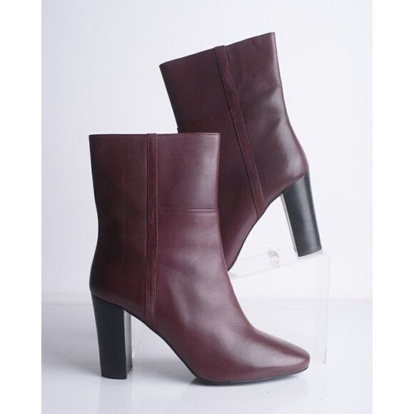 Boden Womens Leather Ankle Heeled Boots Booties EU 40 US 9 Wine Burgundy - Picture 1 of 9
